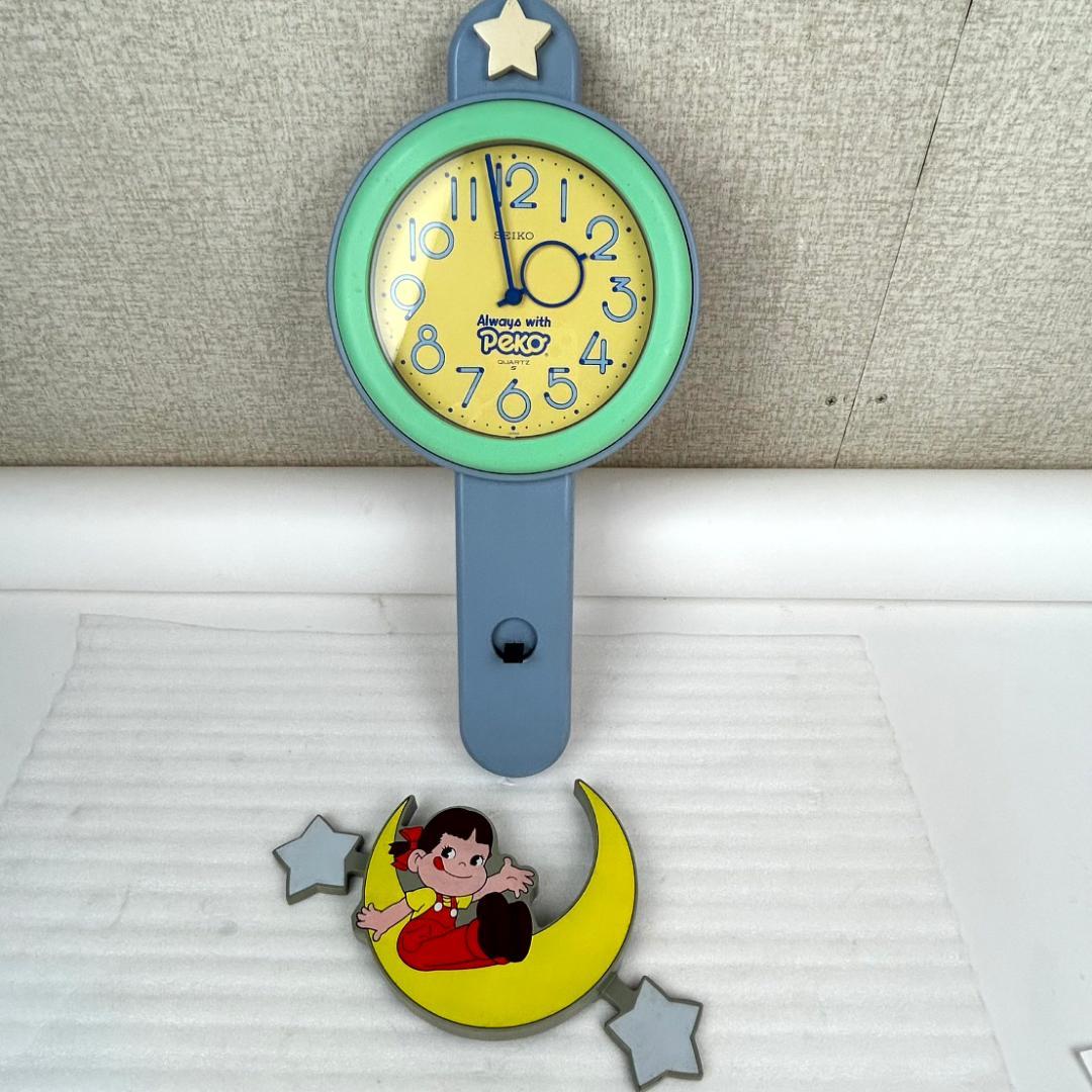 【レア物】ペコちゃん壁掛け時計　振子時計　不二家　SEIKO 非売品　動作確認済