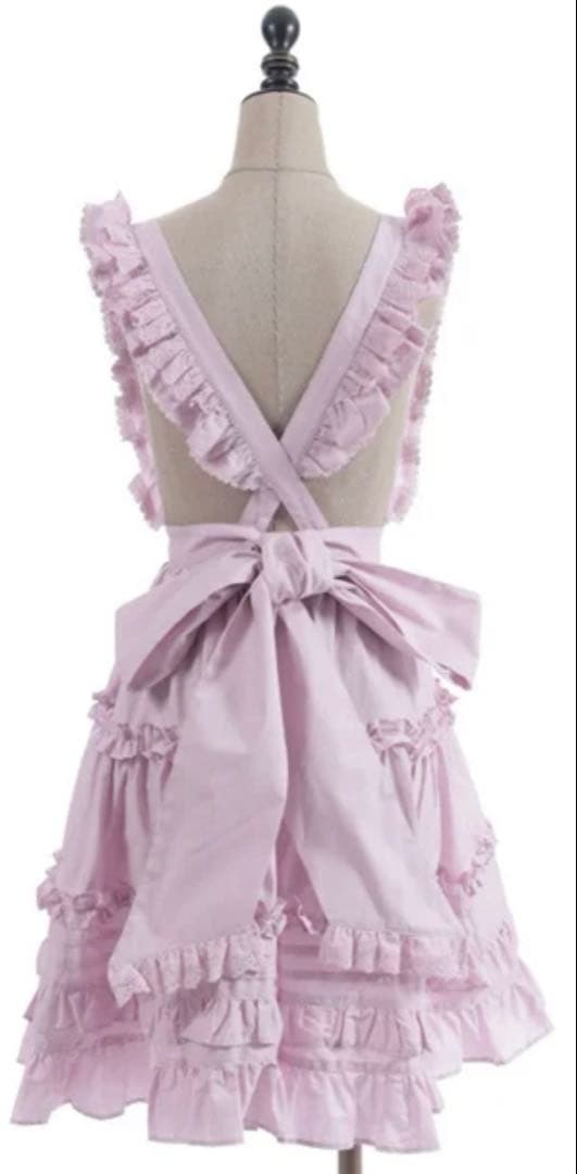 axes femme Chalmiereコットンフリルエプロン（ピンク）