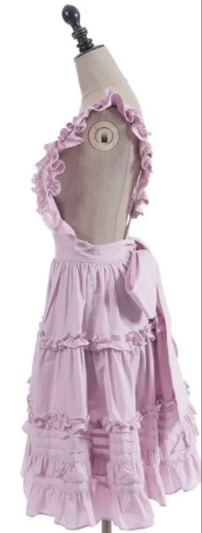 axes femme Chalmiereコットンフリルエプロン（ピンク）