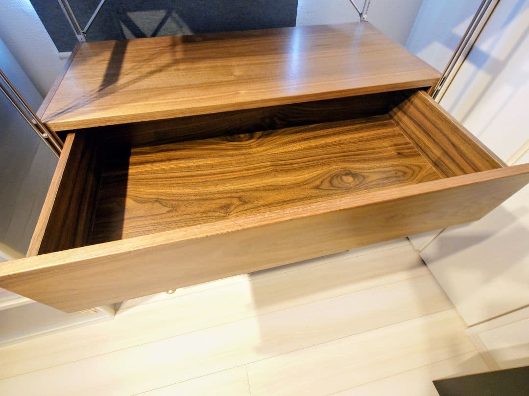 無印良品ステンレスユニットシェルフ(ワイド、特大、ウォールナット引出しセット)