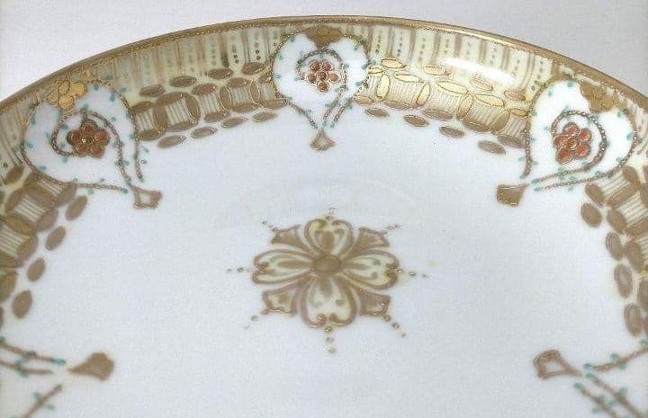 値下げ☆送料込☆オールドノリタケ（カエデ印） エナメル金彩点盛り花