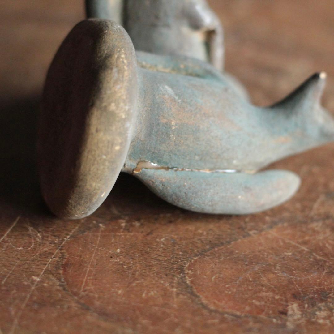 古い 土人形 お稲荷さん 一対 御狐様 民芸 民間信仰 古道具 オブジェ