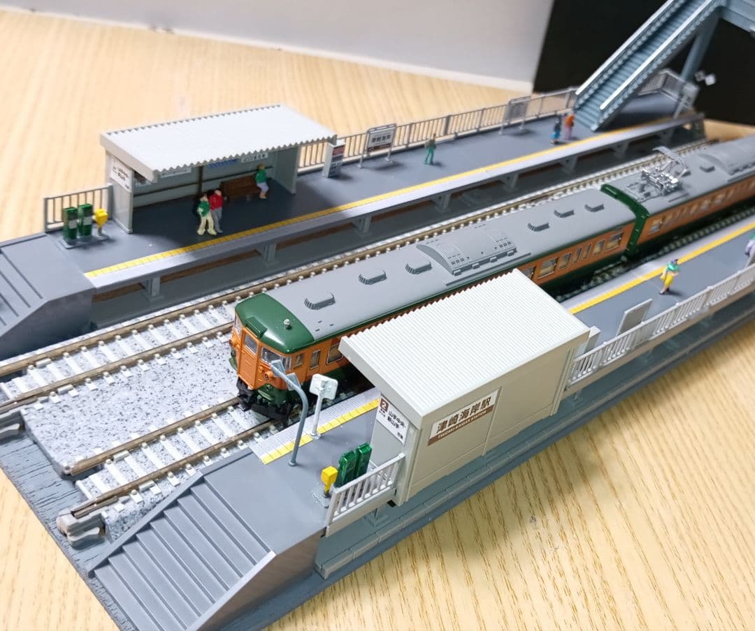 Nゲージ 対向式ホームセット（レール付き）ジオラマ ②