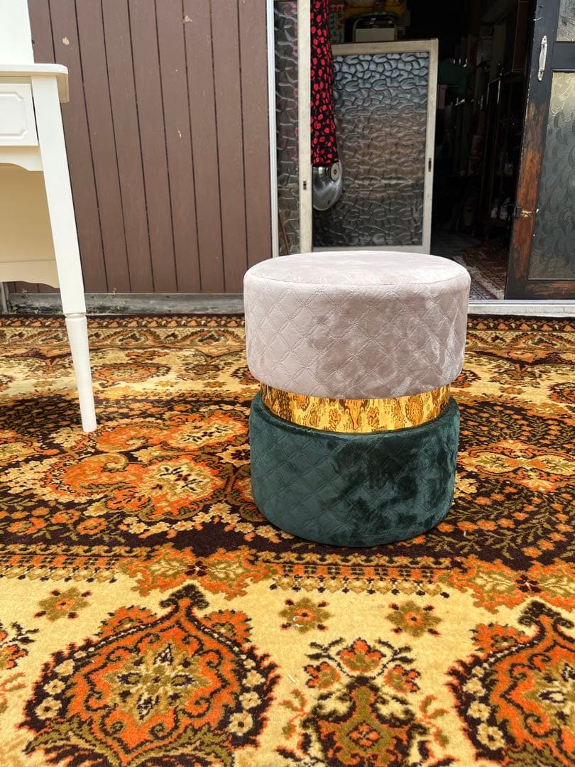 フランフラン ジェム スツール 椅子 ドレッサー用 グリーン グレー