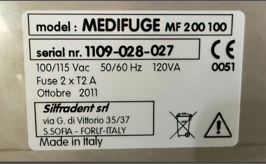 【動作品】MEDIFUGE メディフュージ 遠心分離機 研究用 中古