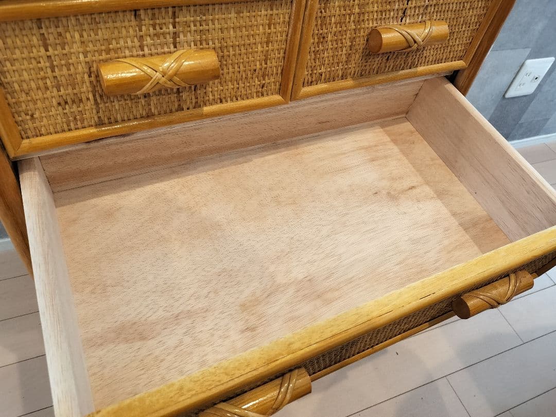 レトロ ラタン籐チェスト 家具 5段 タンス