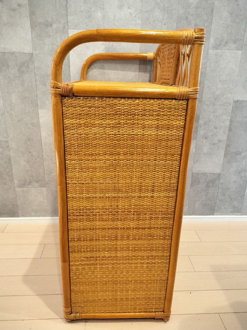 レトロ ラタン籐チェスト 家具 5段 タンス