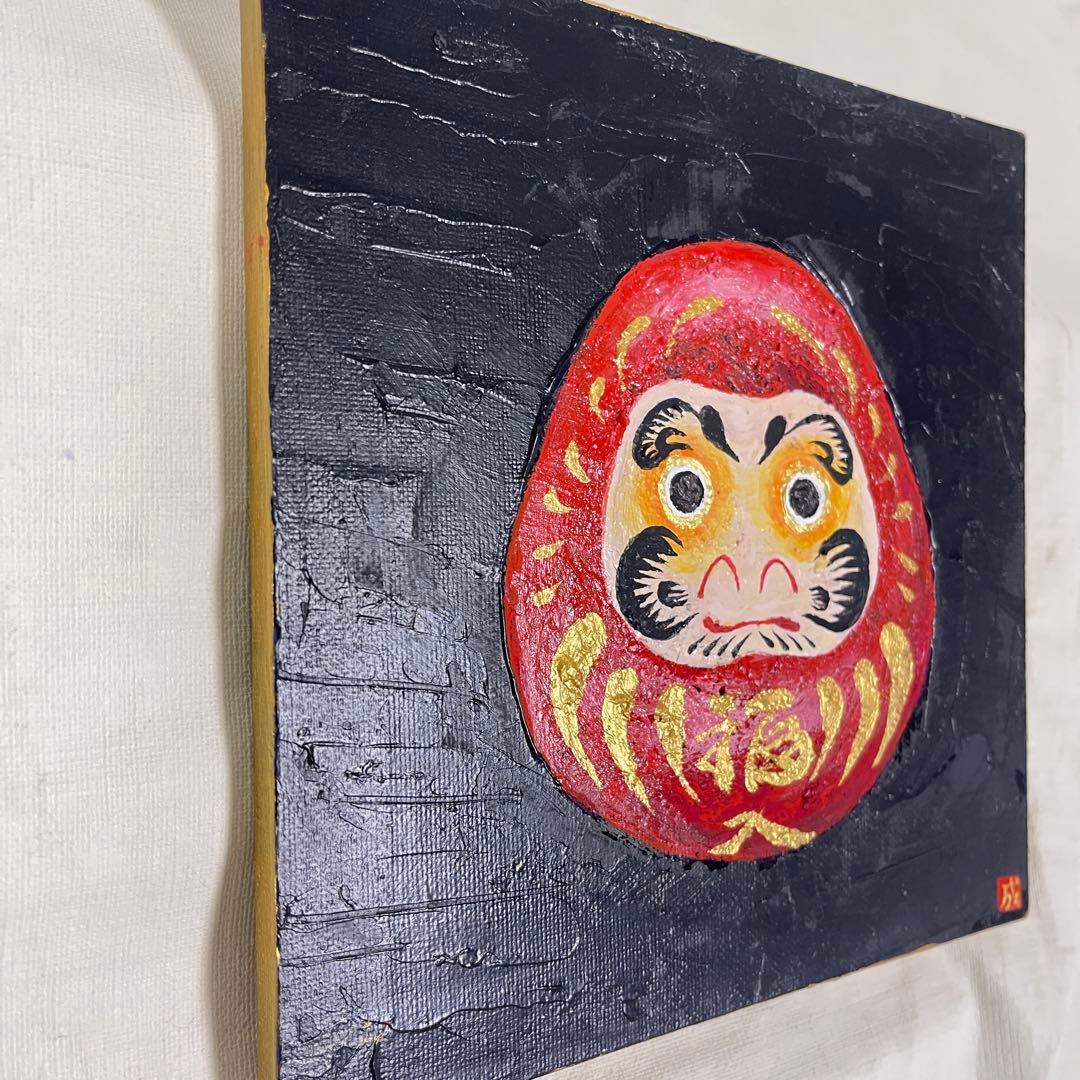 【原画】圧強め・未来予知だるま「福は、もう来た」ゴールド×重厚メディウム