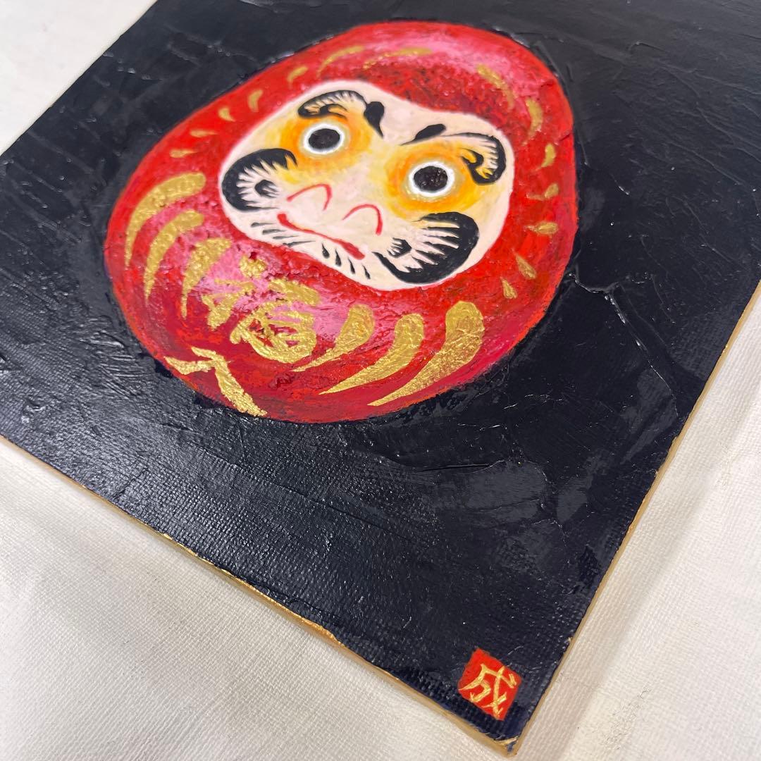 【原画】圧強め・未来予知だるま「福は、もう来た」ゴールド×重厚メディウム