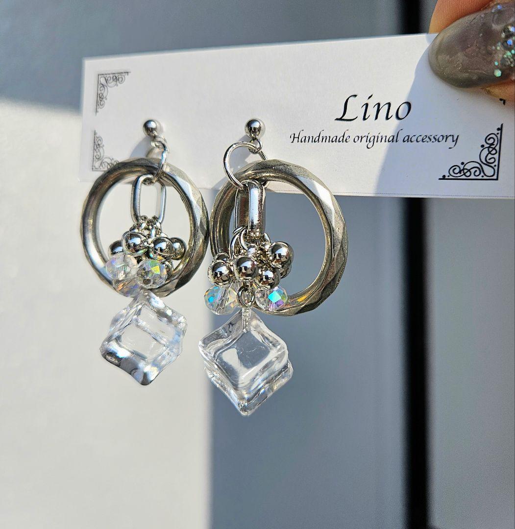 大ぶりピアス シルバーピアス じゃらじゃらピアス 金属アレルギー対応