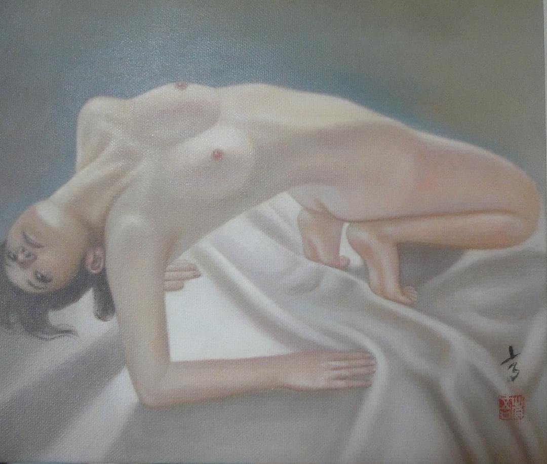 絵画　 油彩　高塚省吾「人物」 サイン　F8サイズ　額装済み 肉筆手描き