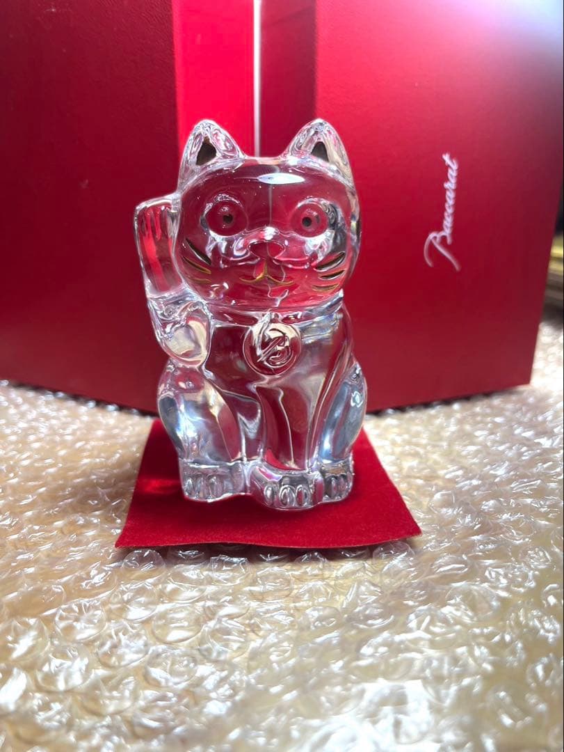 【美品】Baccarat 招き猫 クリスタルガラス