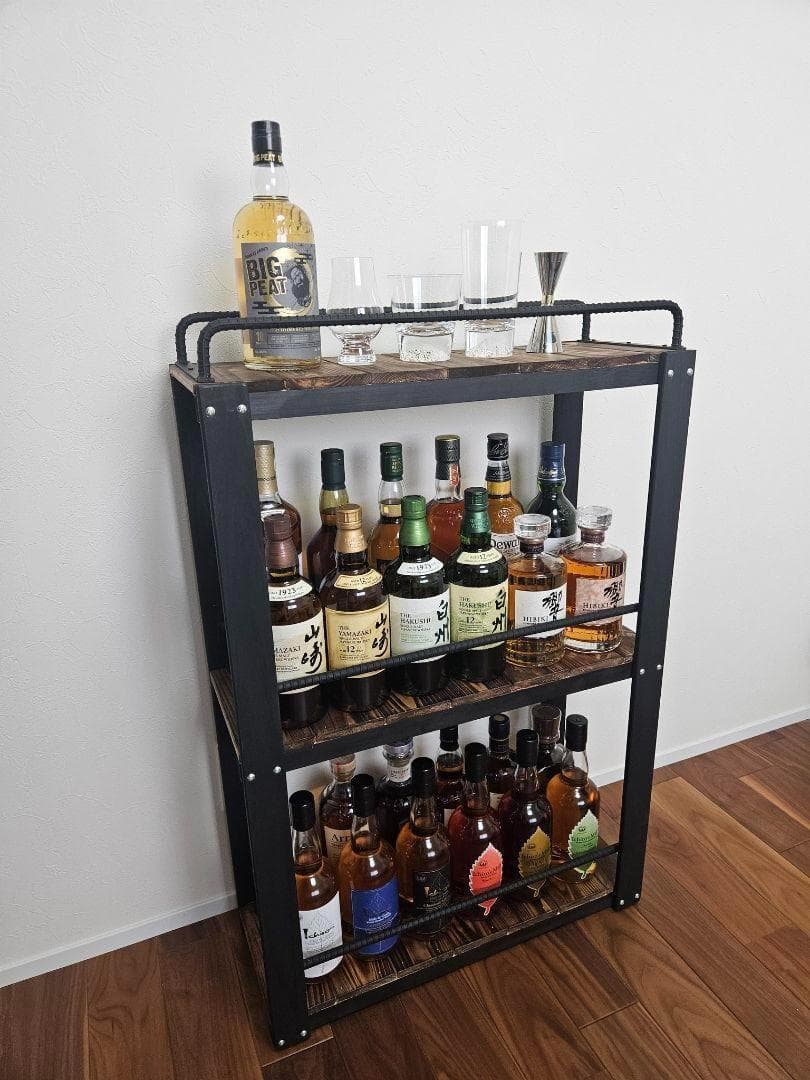 ウィスキーラック　男前インテリア　棚　インダストリアル　収納　お酒　多肉 602