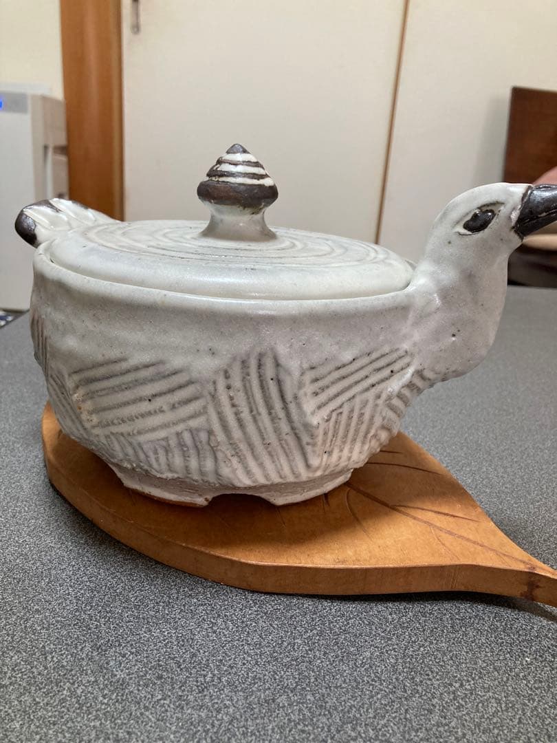 萩焼　金地博正作　鳩物小物いれ