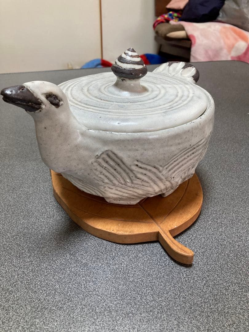 萩焼　金地博正作　鳩物小物いれ