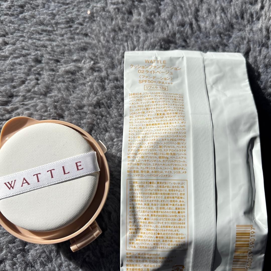 WATTLE クッションファンデーション 02 ライトベージュ 13g - メルカリ