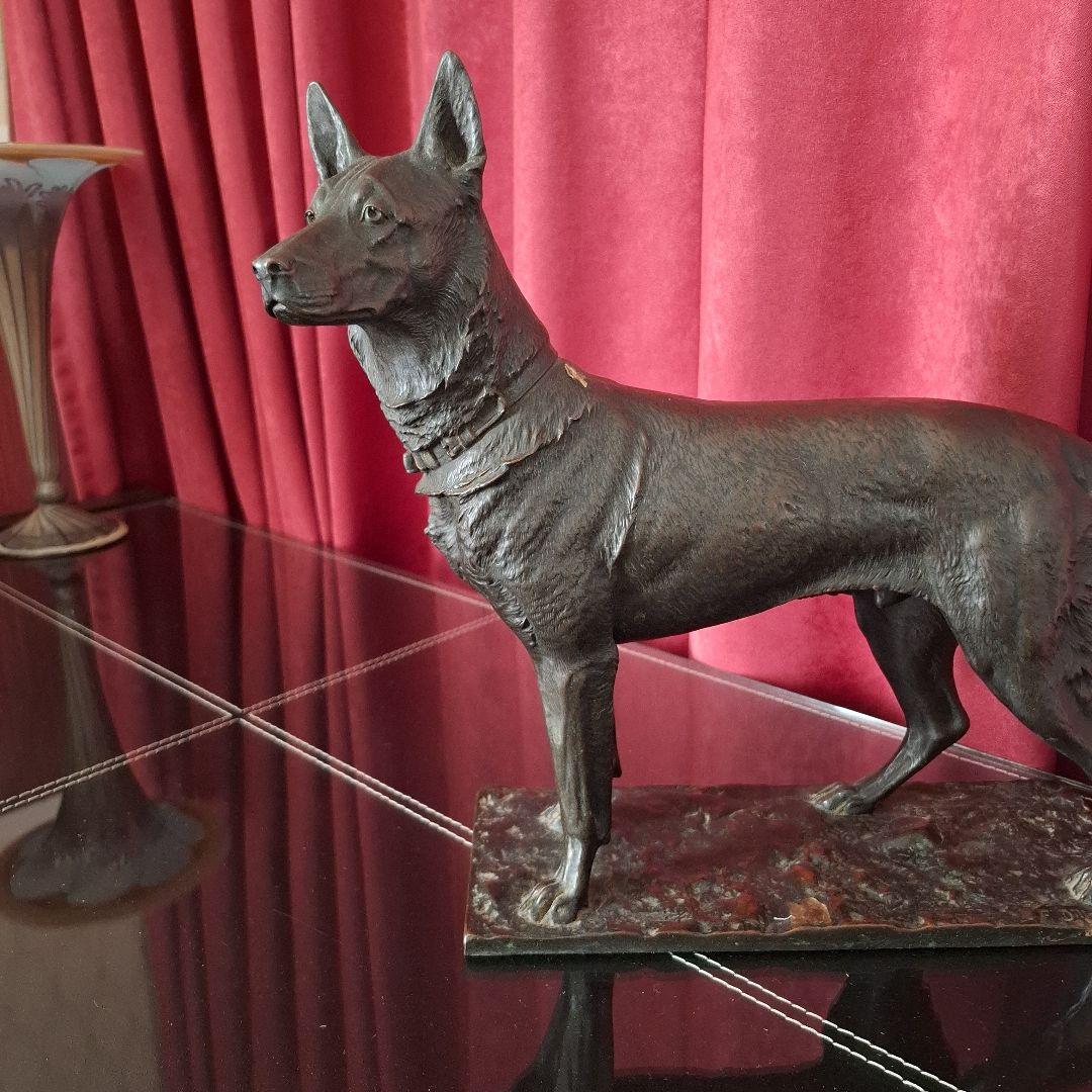 F. Dillon 犬のブロンズ彫刻