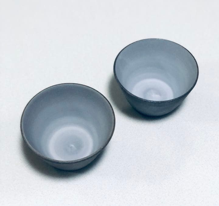 そばちょこ2つ　陶器　フリーカップ　焼き〆　作家物