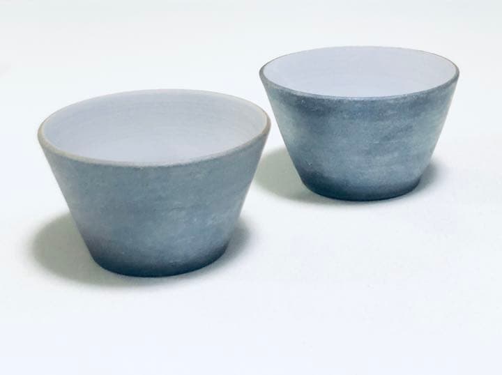 そばちょこ2つ　陶器　フリーカップ　焼き〆　作家物