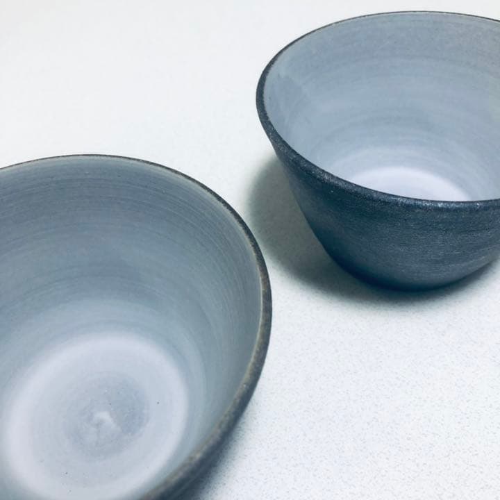そばちょこ2つ　陶器　フリーカップ　焼き〆　作家物