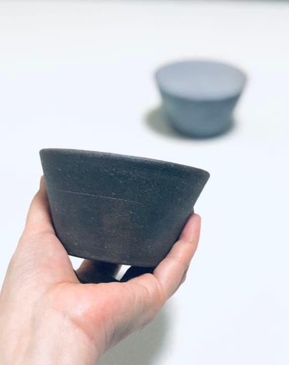 そばちょこ2つ　陶器　フリーカップ　焼き〆　作家物