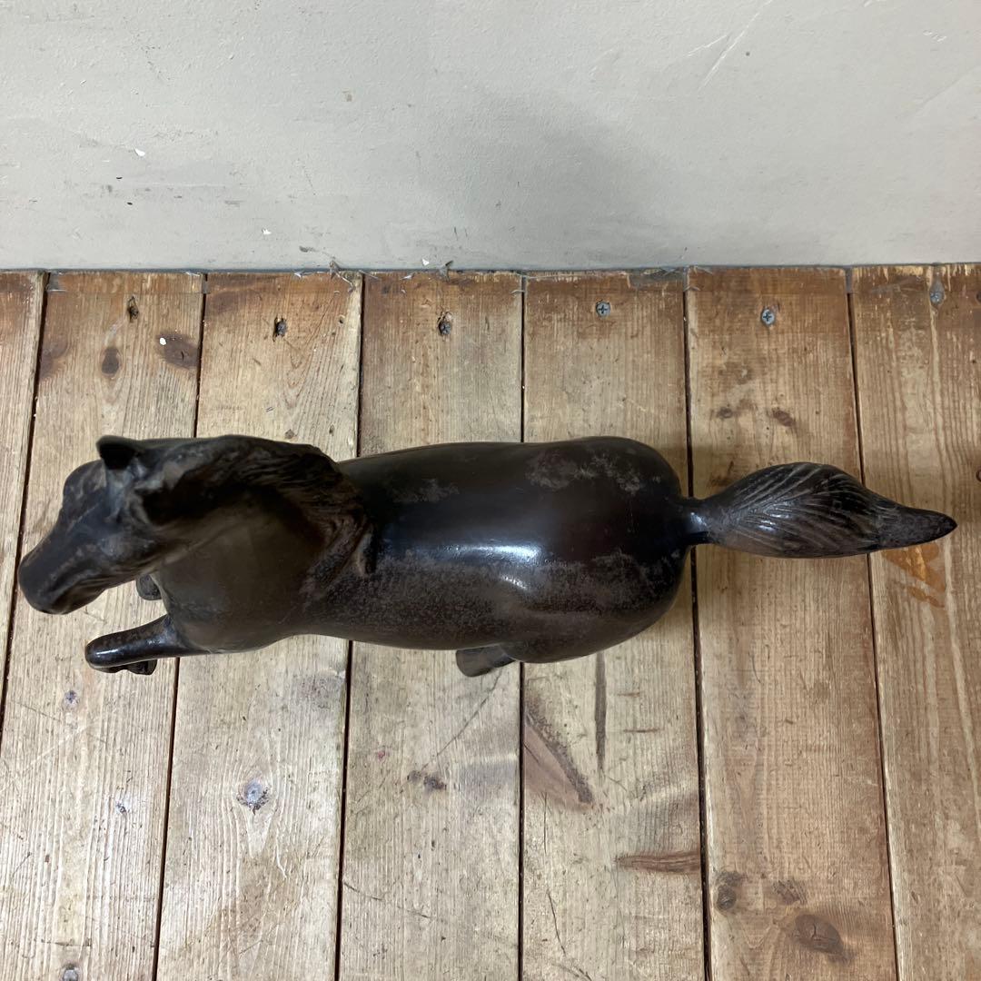 E-4 馬 置物 鉄製 鉄器 ブロンズ像 アンティーク ヴィンテージ 骨董 縁起