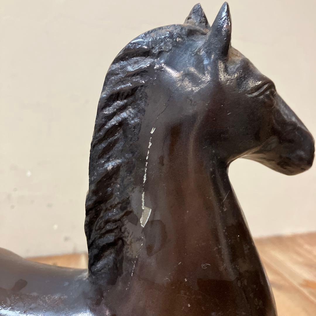 E-4 馬 置物 鉄製 鉄器 ブロンズ像 アンティーク ヴィンテージ 骨董 縁起
