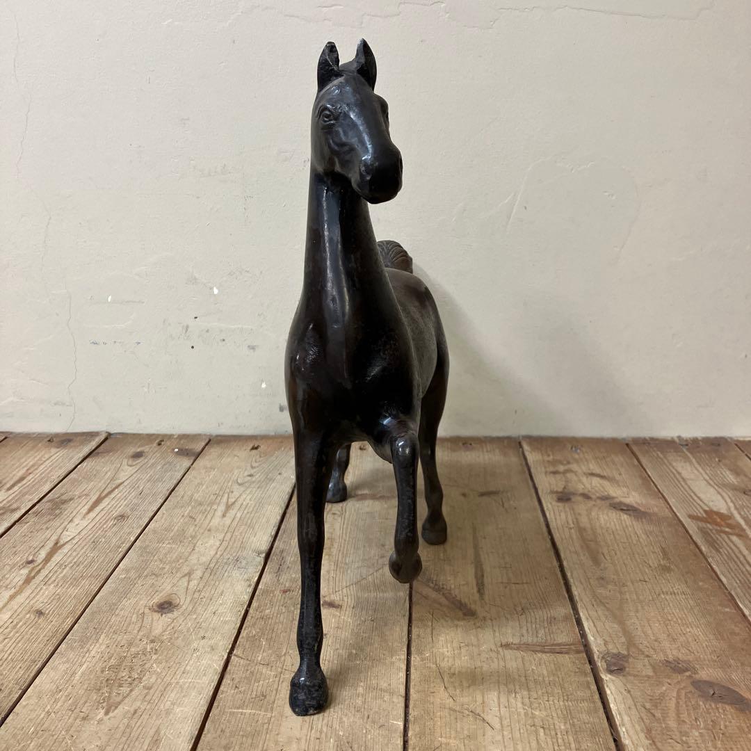 E-4 馬 置物 鉄製 鉄器 ブロンズ像 アンティーク ヴィンテージ 骨董 縁起