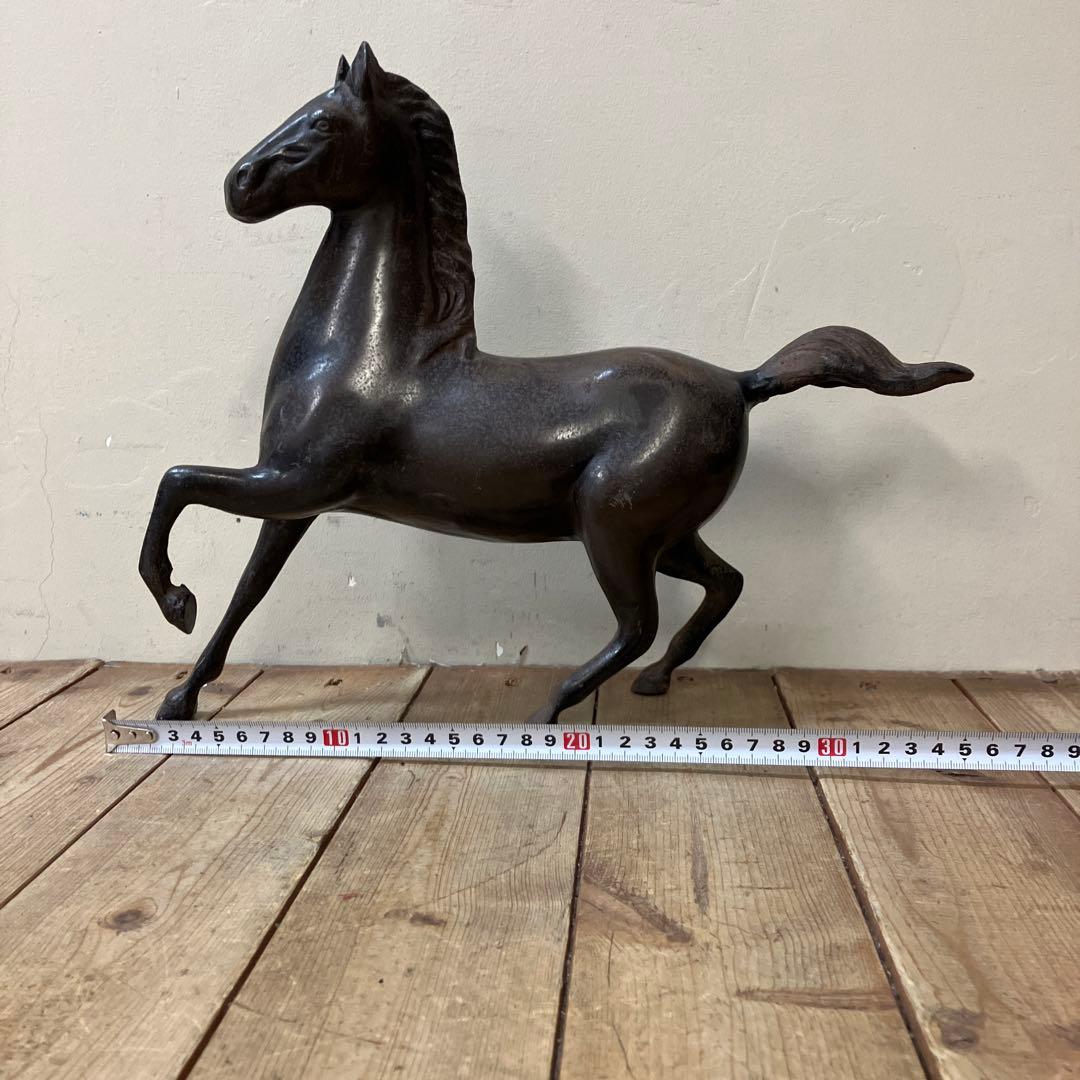 E-4 馬 置物 鉄製 鉄器 ブロンズ像 アンティーク ヴィンテージ 骨董 縁起