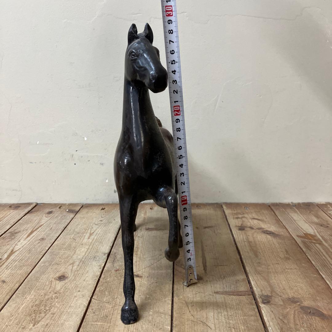 E-4 馬 置物 鉄製 鉄器 ブロンズ像 アンティーク ヴィンテージ 骨董 縁起