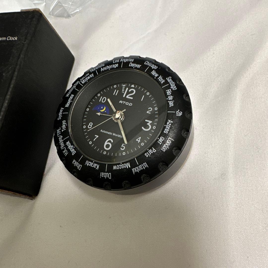 廃盤　ATOP 置き時計 ワールドタイムアラームクロックLWK-1P 黒