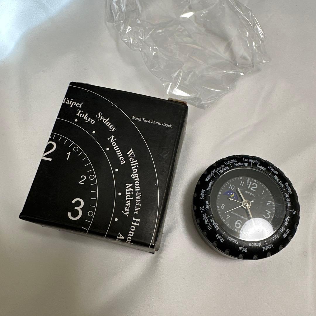 廃盤　ATOP 置き時計 ワールドタイムアラームクロックLWK-1P 黒