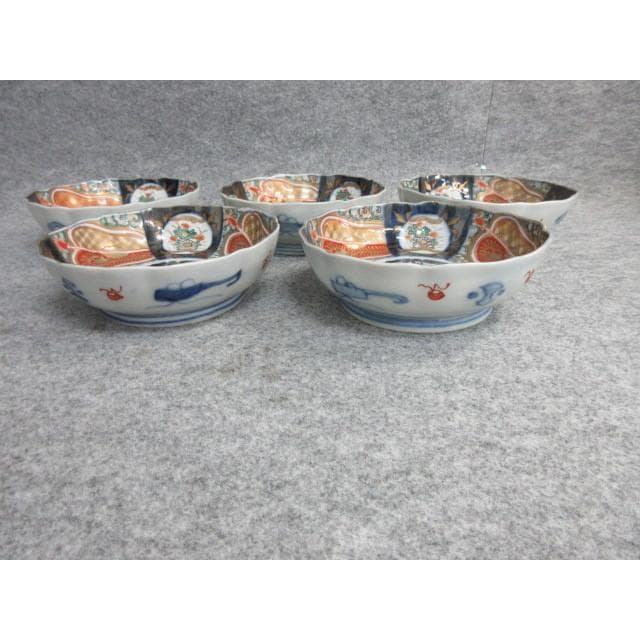 古伊万里色絵金彩軍配図なます皿5枚 [B26061] - メルカリ