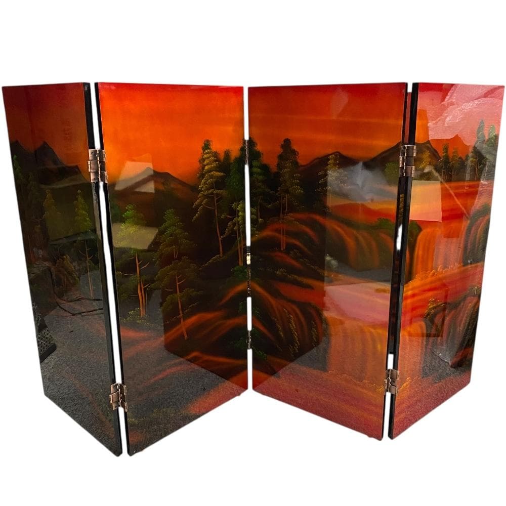 螺鈿細工 パテーション 衝立 4連衝立 漆塗り 枕屏風