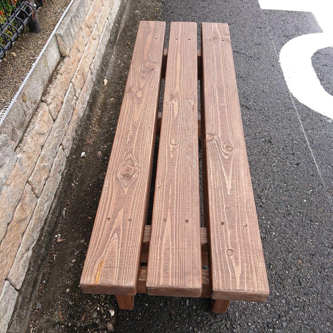 木製　ベンチ　アンティーク調　８７cm高さ３７cm耐荷重約３００kg　踏台