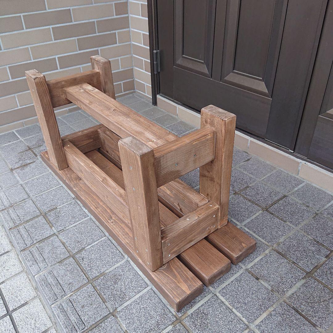 木製　ベンチ　アンティーク調　８７cm高さ３７cm耐荷重約３００kg　踏台