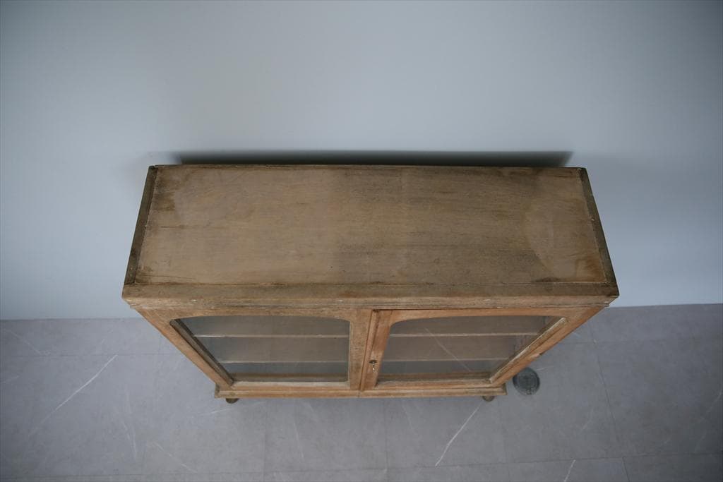 英国アンティーク木製ブックケースキャビネット/本棚/食器棚/飾り棚(92-244