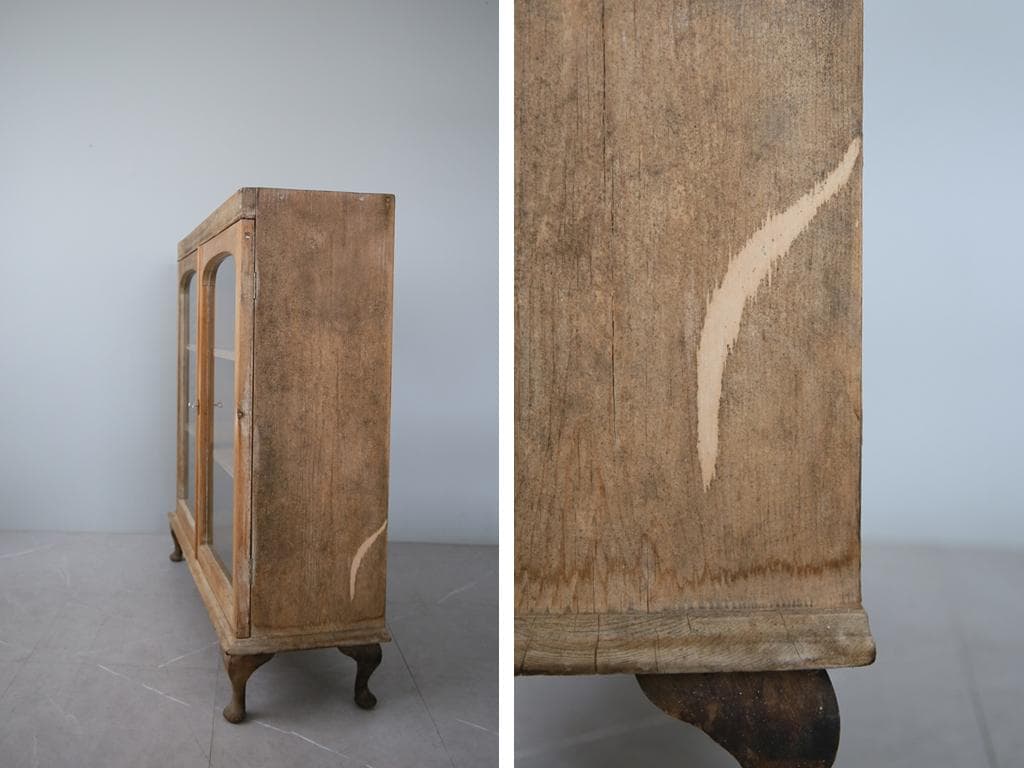 英国アンティーク木製ブックケースキャビネット/本棚/食器棚/飾り棚(92-244