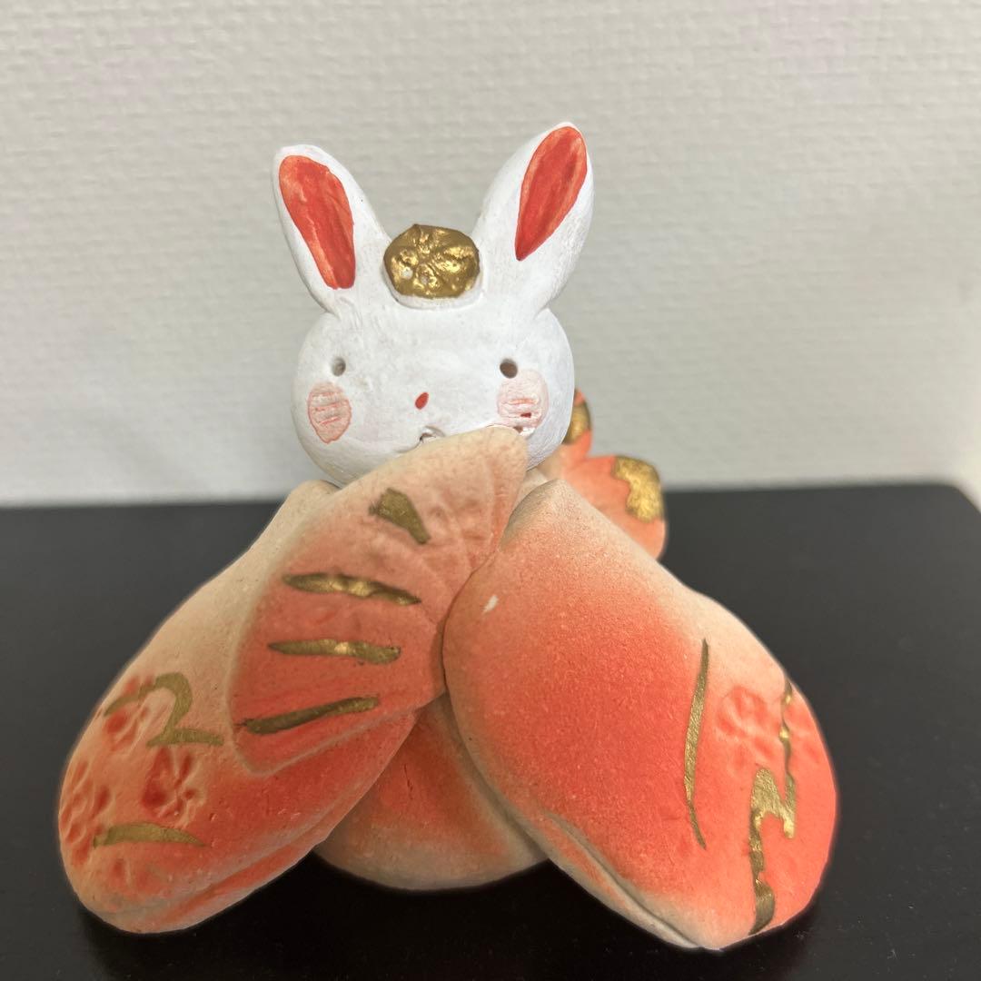 作家 陶芸作家 雛人形 陶器 濱田ひろこ作 うさぎ雛 板なし