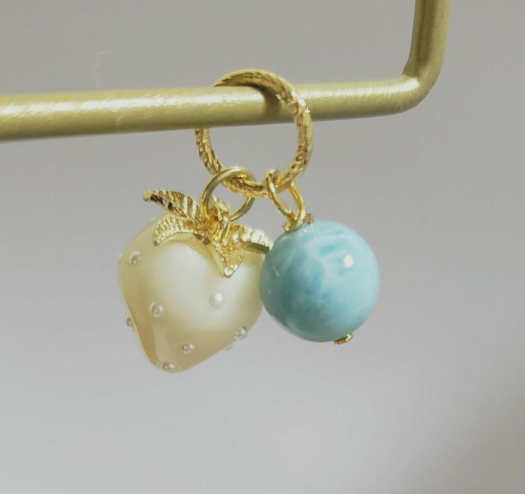 売却済み　285　ラリマー　ミルキーいちご　ペンダントトップ　訳あり