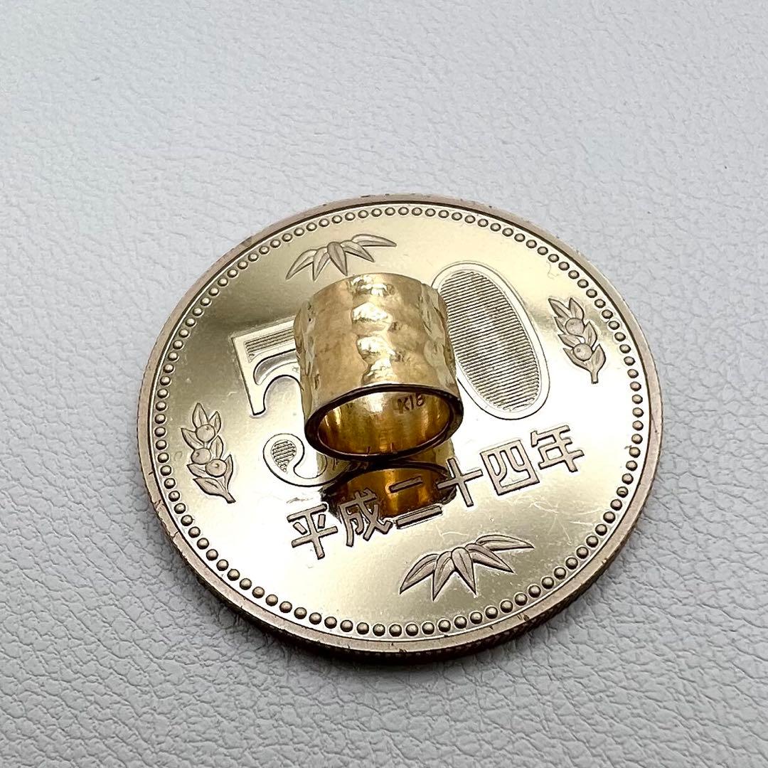 K18 ペンダントトップ　槌目　幅6㎜ パイプ内径5.8㎜　1.33 g