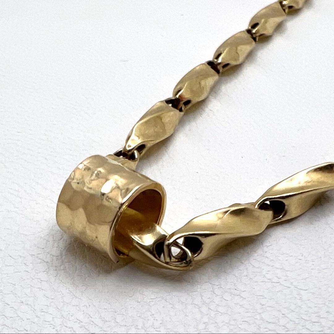 K18 ペンダントトップ　槌目　幅6㎜ パイプ内径5.8㎜　1.33 g