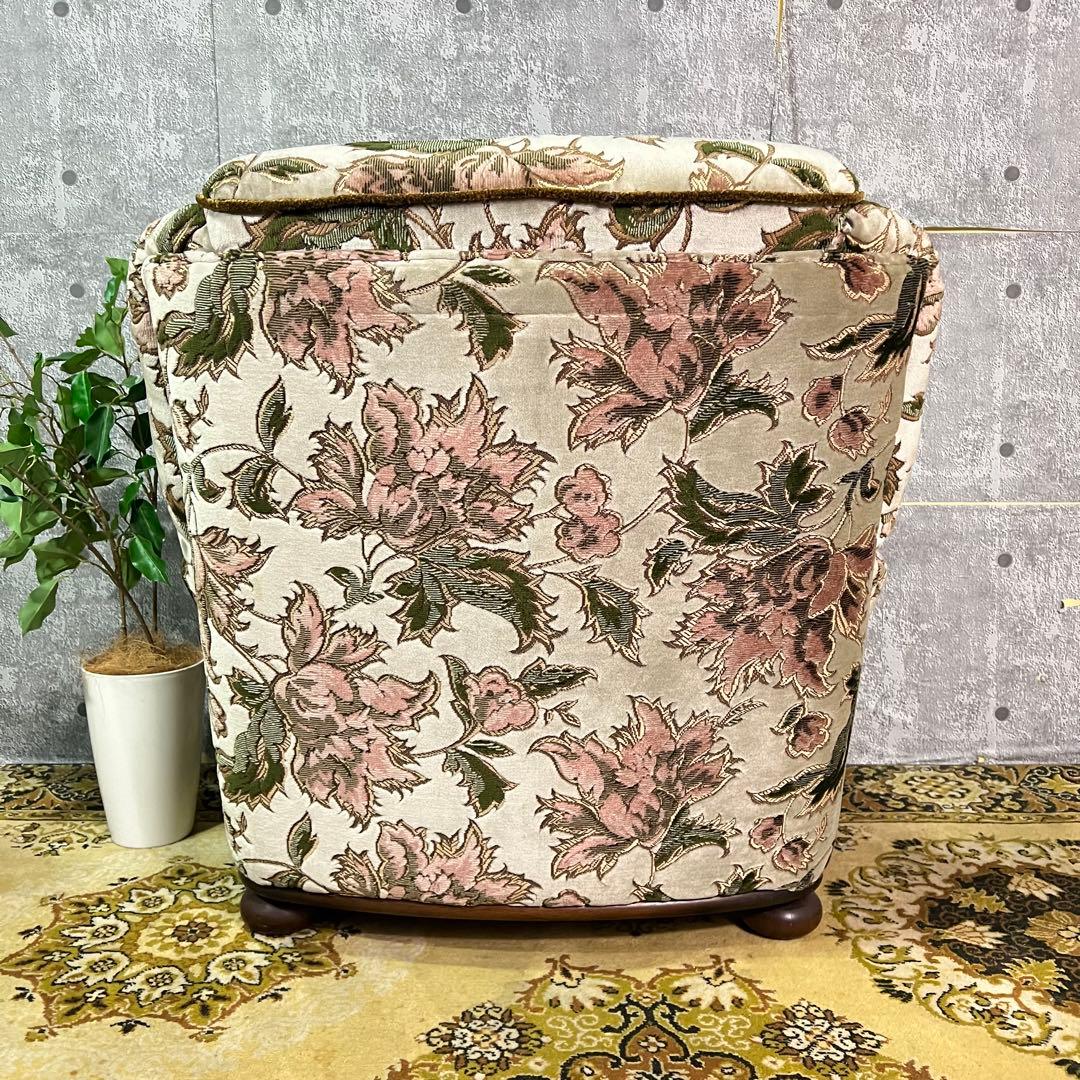 ꧁カリモク家具 karimoku꧂コロニアル 1人掛けアームソファ 花柄