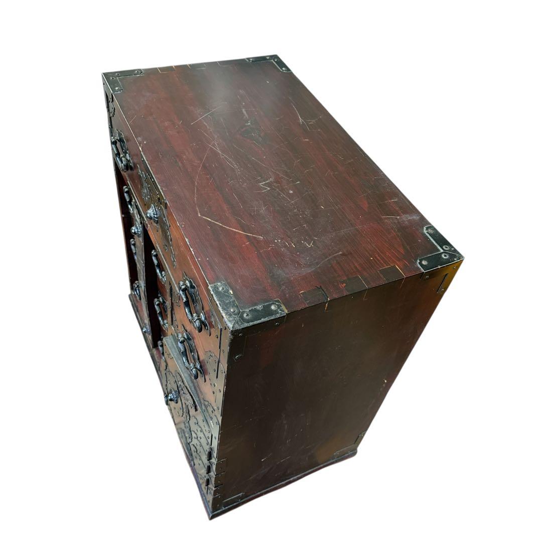 時代家具　車箪笥　鉄地金具　民芸品　整理箪笥