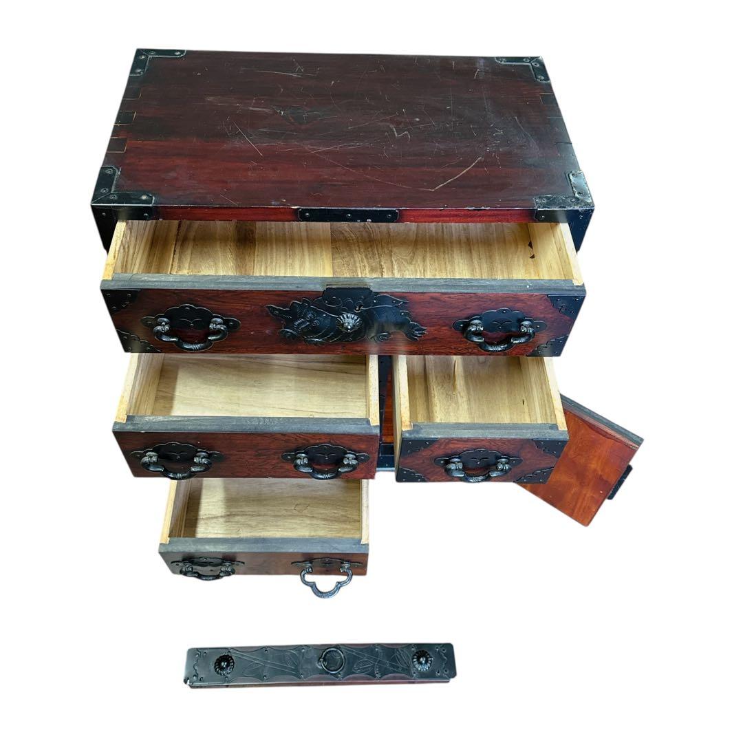 時代家具　車箪笥　鉄地金具　民芸品　整理箪笥