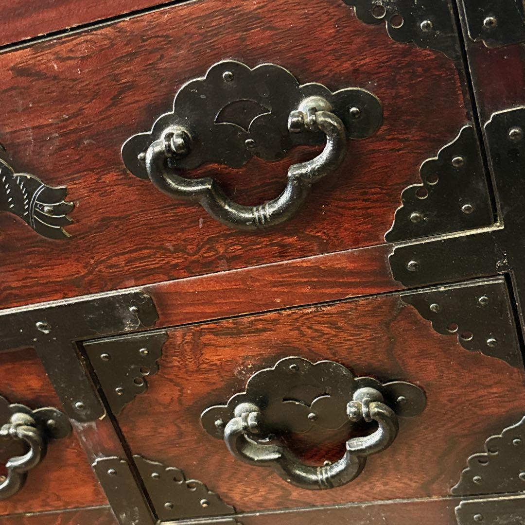 時代家具　車箪笥　鉄地金具　民芸品　整理箪笥