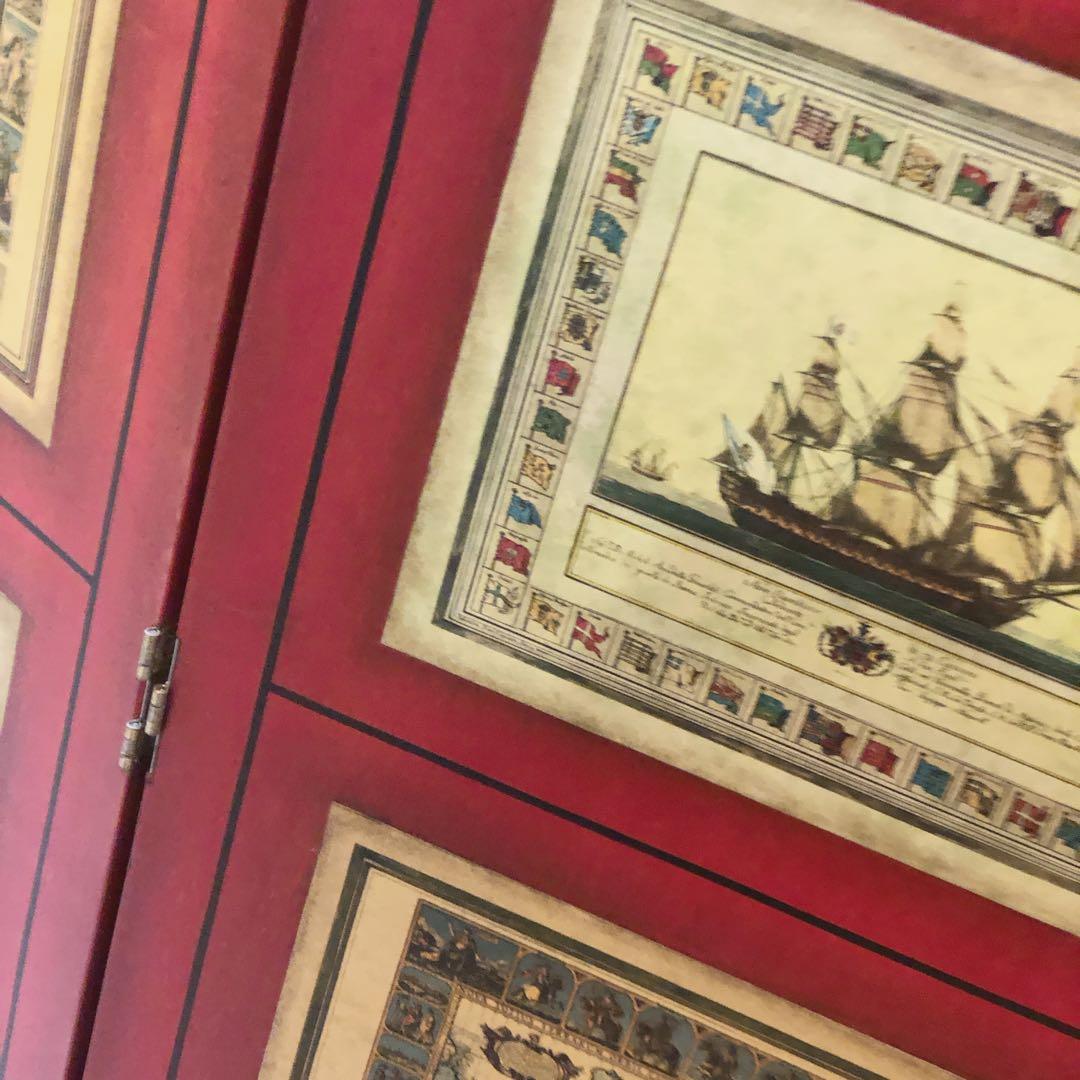 フランス　ついたて　ヴィンテージ 古地図　デコパージュ　ハンドメイド