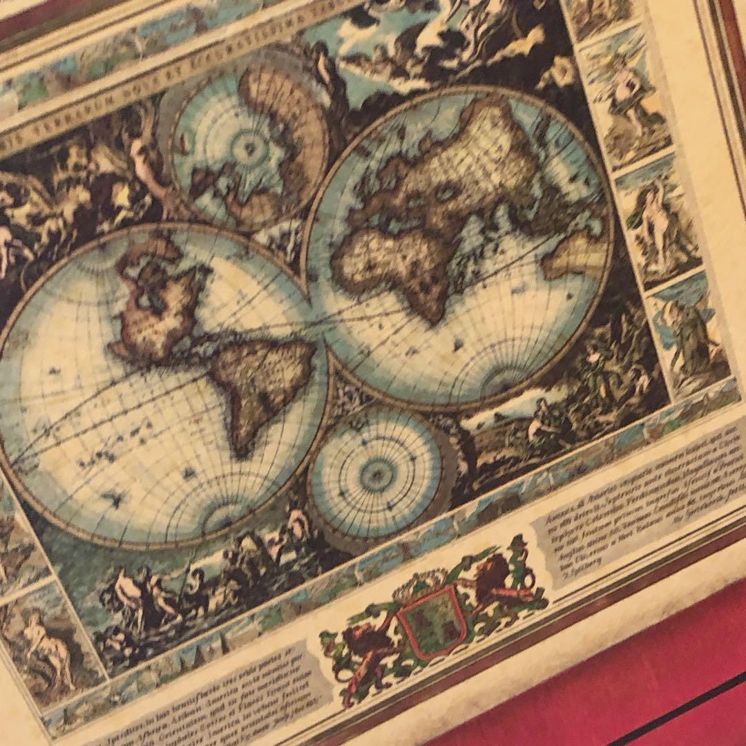 フランス　ついたて　ヴィンテージ 古地図　デコパージュ　ハンドメイド