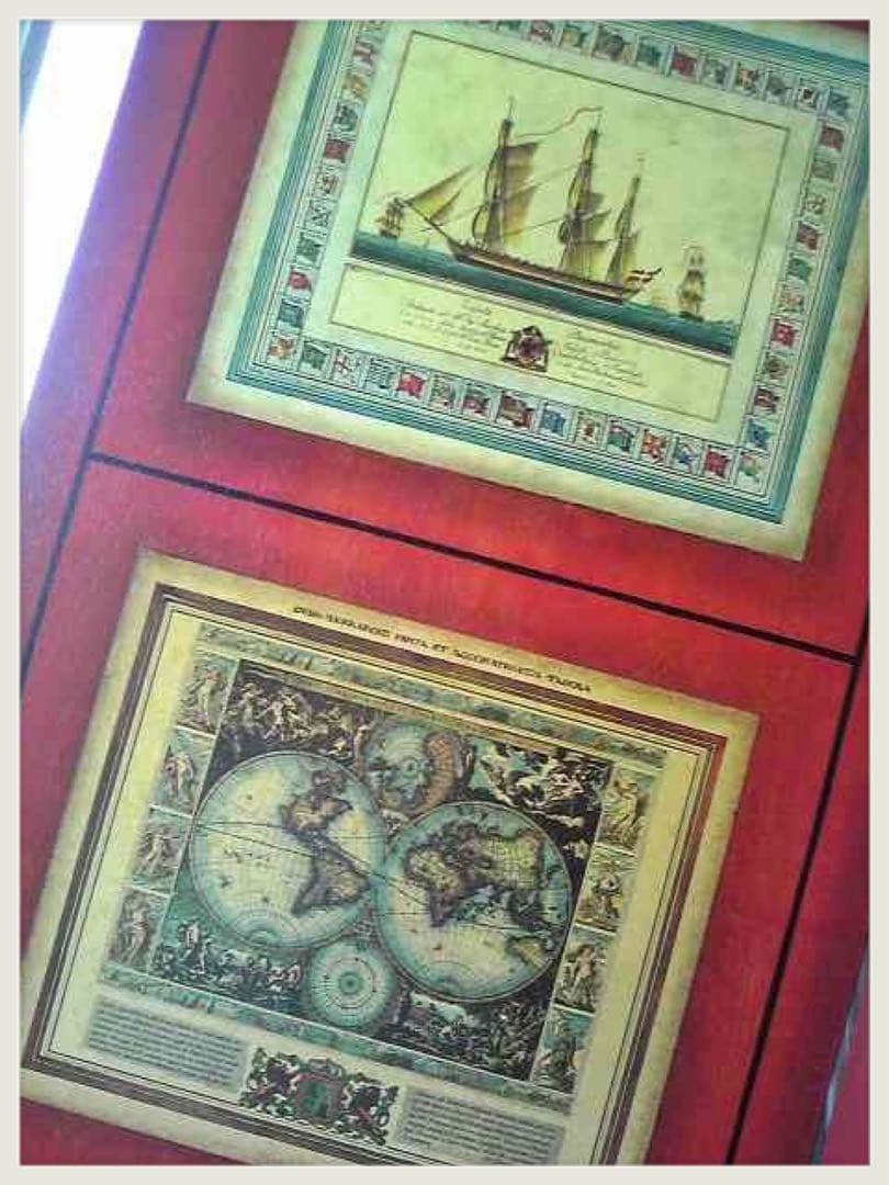 フランス　ついたて　ヴィンテージ 古地図　デコパージュ　ハンドメイド