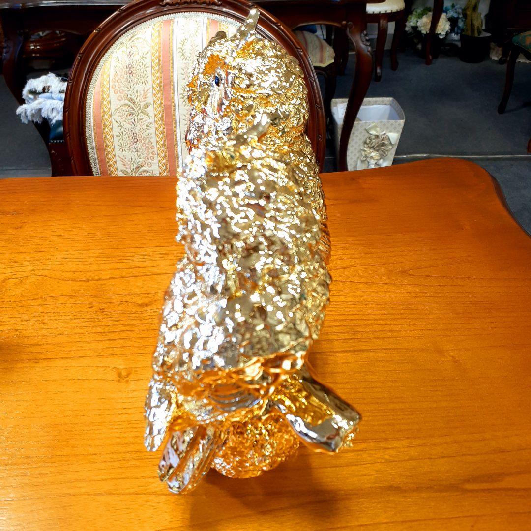 輸入雑貨　開運　金運　『ふくろうの不苦労な三姉妹』　金色　ゴールドコーティング